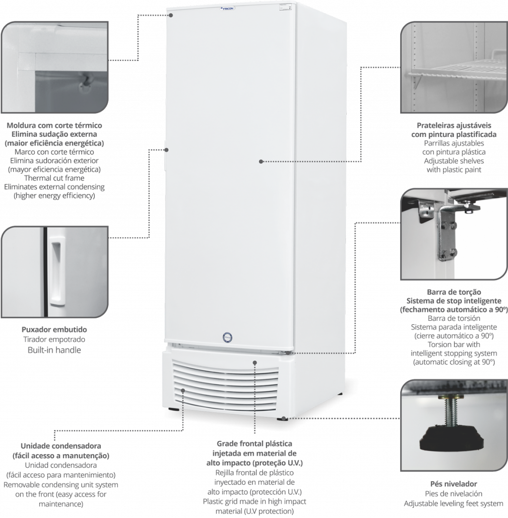 freezer e refrigerador vertical industrial